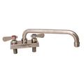 Bk Resources Evolution 4" Deck Mount Stainless Steel Faucet, 16" Swing Spout EVO-4DM-16